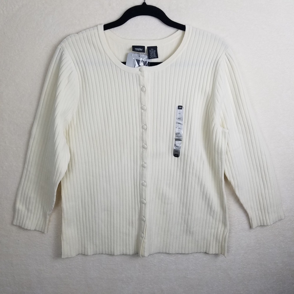 Mossimo Women's XXL NWT Buttery Cream‎ Ribbed Button Front knit Cardigan Sweater